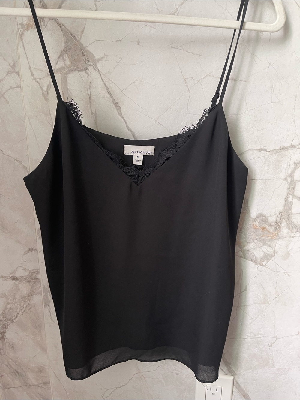 Allison Joy Black Lace-Trim Slip Cami